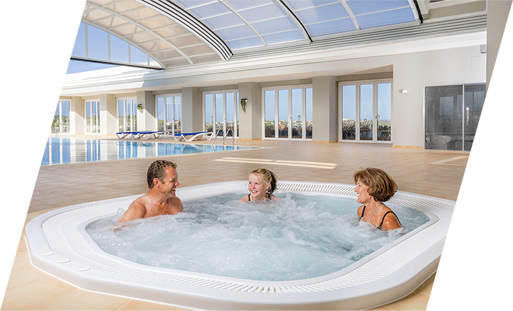 Family in hot tub